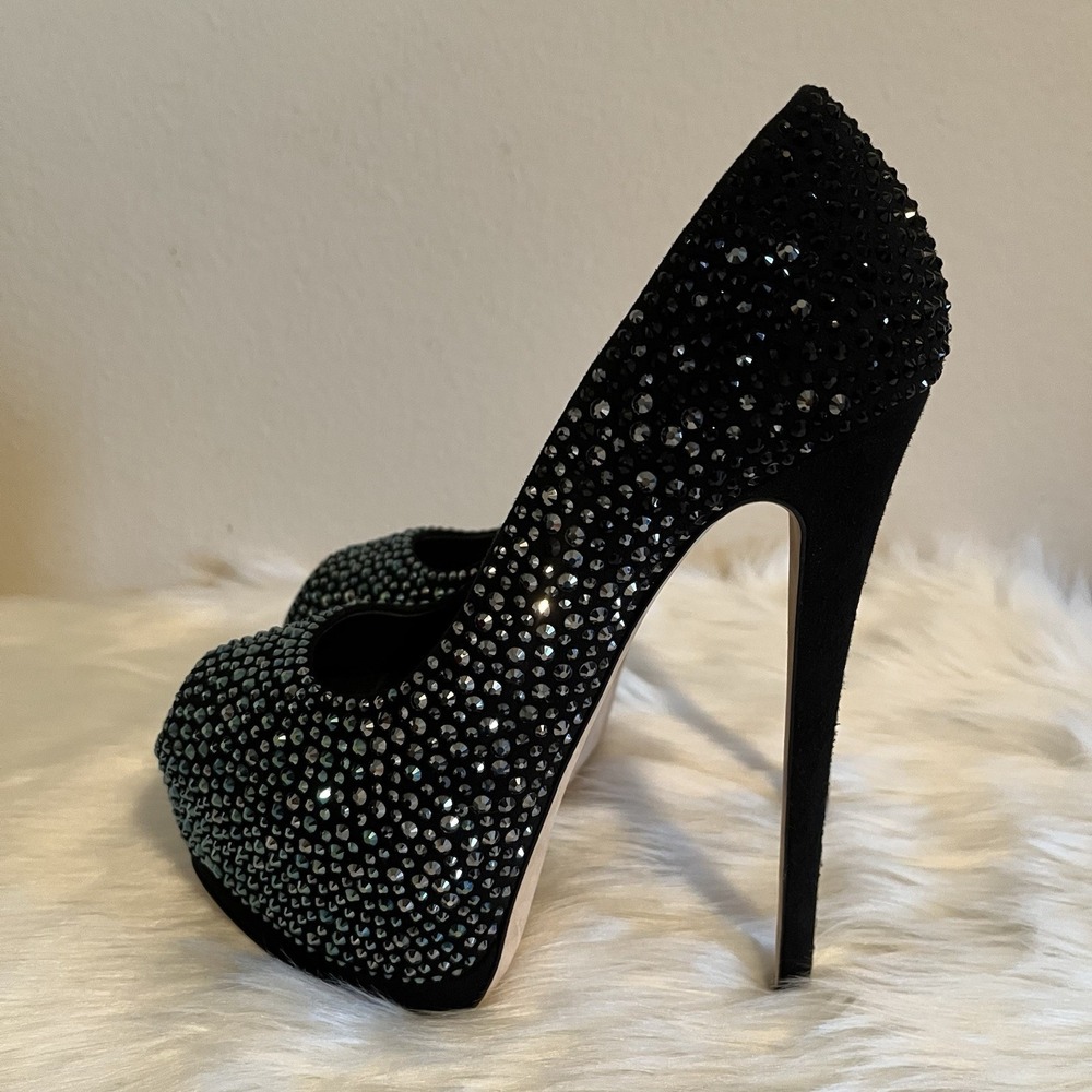 Giuseppe Zanotti Sharon Peep Toe Platform Pumps Sz 37 (US 7) Crystal Rhinestone
